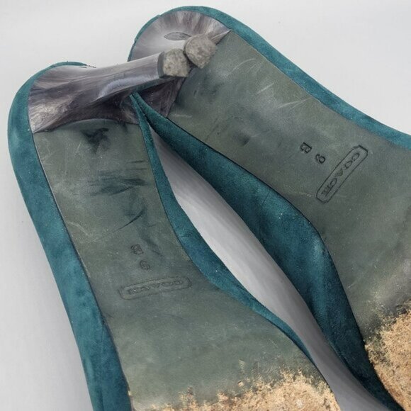 Coach Selma Suede Peep Toe Pumps - Picture 7 of 14